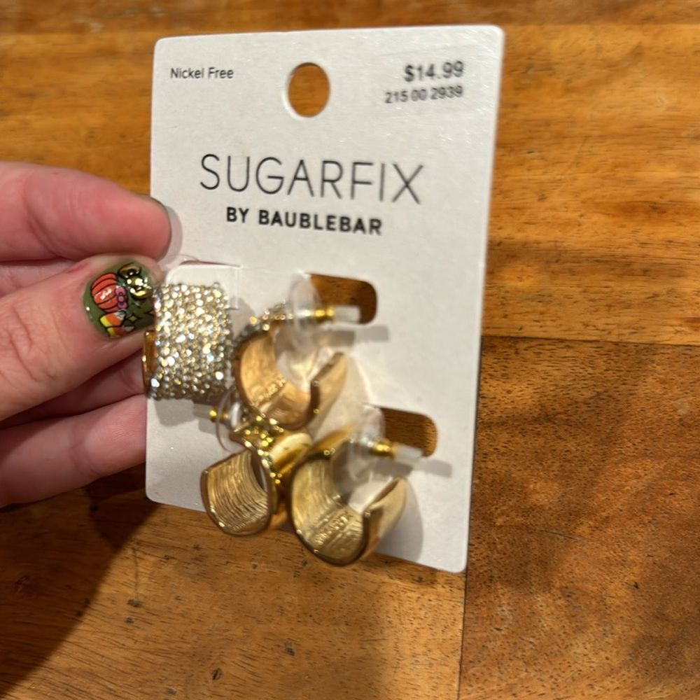 Sugarfix by Baublebar Nickel Free 2 Pairs of Gold Tone Earrings - Picture 3 of 4
